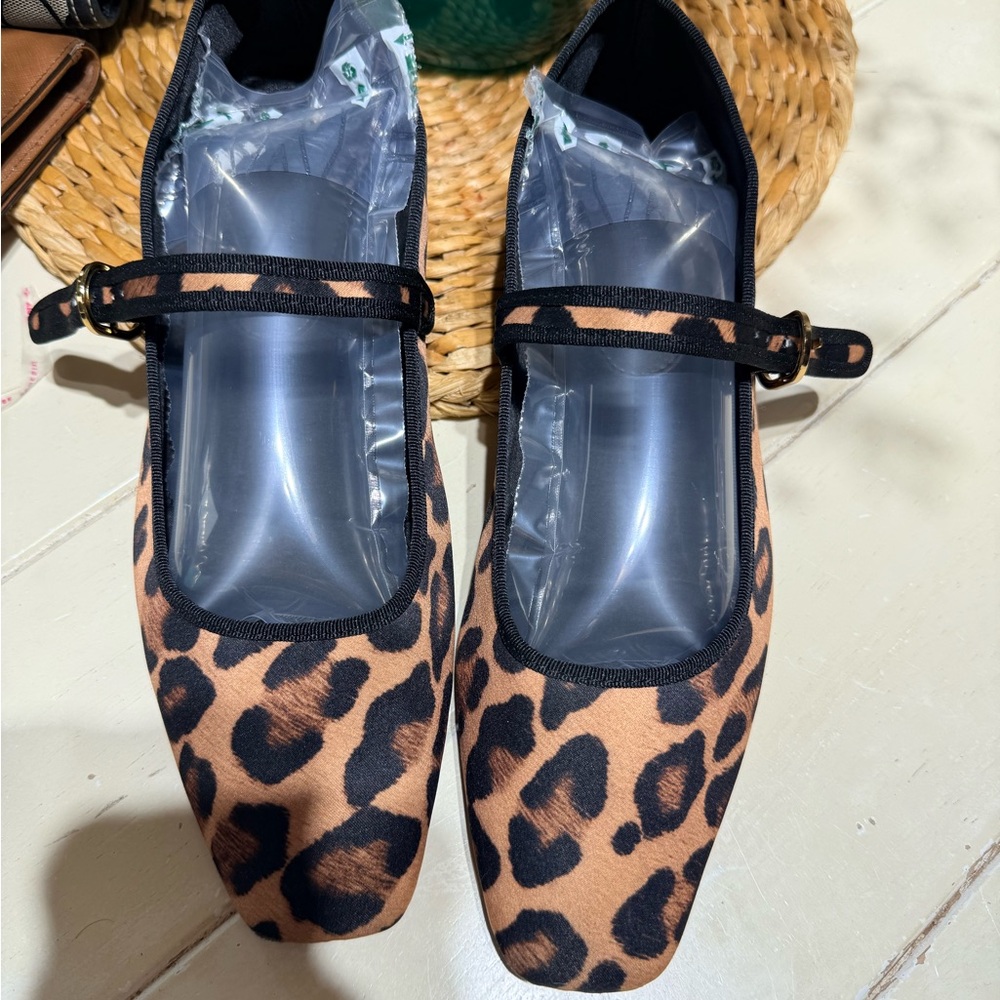 Zara Leopard Print Flats with Black Trim